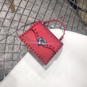 Ladies Shoulder Bag Metal Rivet Clutches Square PVC Transparent Jelly Luxury Crossbody Bag Handbag